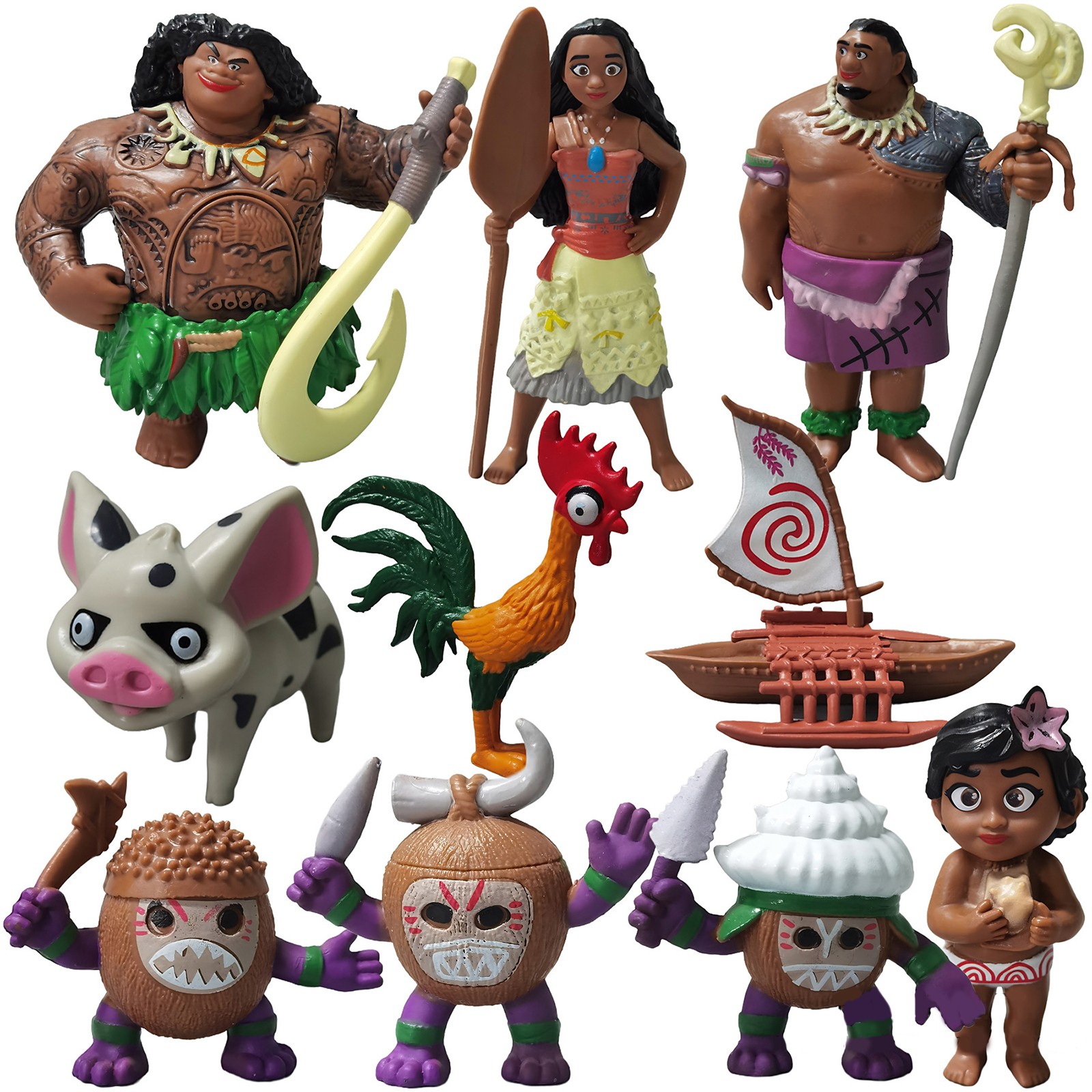 SEAYI 10 PCS Moana Doll, Moana Toys, Fashion Doll Set With 10 Dolls Princess Moana Dolls And Friends Dolls Christmas Table Decor Christmas Gifts for Kids Toys, Moana Toys for Girls, A